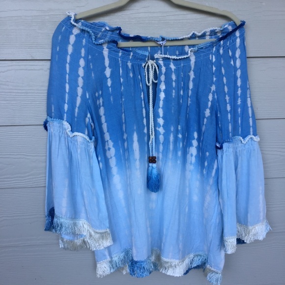 America + Beyond Blue Watercolor Tassel Top - Picture 2 of 8